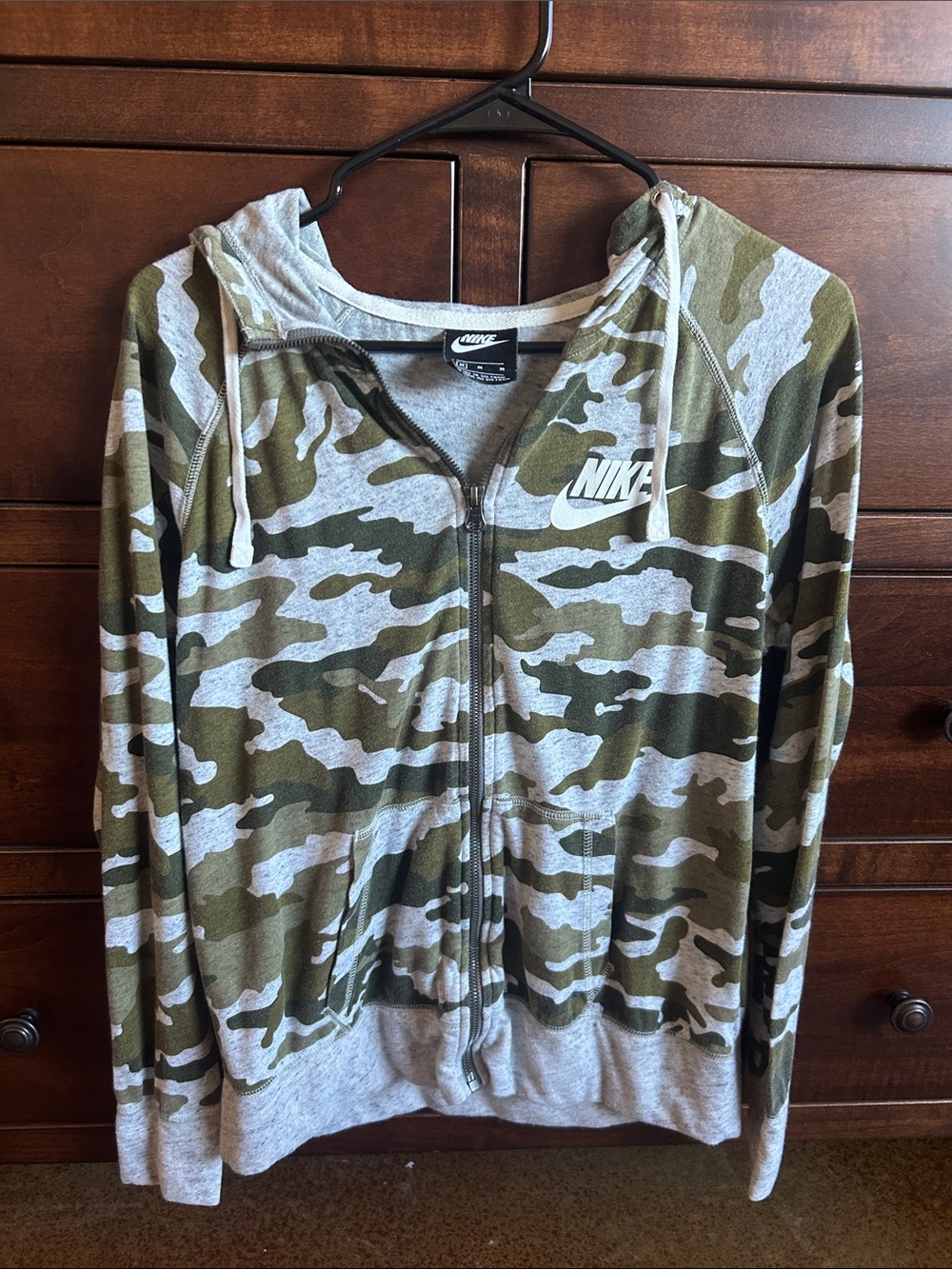 Nike Women’s Olive Green Camo Zip-Up Hoodie